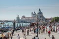 Venice panorama: canal, gondola, boats and old brick houses in Venice, Italy, Europe