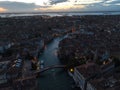 Venice panoramic cityscape landmark at sunset or night, aerial view of Piazza San Marco Royalty Free Stock Photo