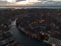 Venice panoramic cityscape landmark at sunset or night, aerial view of Piazza San Marco Royalty Free Stock Photo