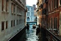 Venice, photo showing a canal with gondolas.