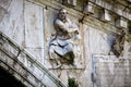 Venice, Rialto Bridge across the Grand Canal, carved statue detail