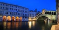 Venice Rialto bridge at night