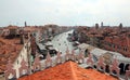 Venice roofs with the Rialto bridge and the ships on the Grand C Royalty Free Stock Photo