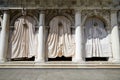 Venice, Saint Mark square arcade awnings in a sunny summer day i