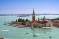 Venice, San Giorgio Maggiore Island aerial view Royalty Free Stock Photo