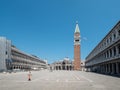 Venice, San Marco, Italy - July 2020. Tourist are slowly back in deserted Venice  Saint Marcus square after covid-19  lockdown Royalty Free Stock Photo