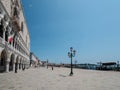 Venice, San Marco, Italy - July 2020. Tourist are slowly back in deserted Venice  Saint Marcus square after covid-19 outbreak city Royalty Free Stock Photo