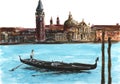 Venice scene with gondola Royalty Free Stock Photo