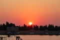 Venice - Scenic sunset view on San Michele island at Venetian lagoon in Venice, Veneto Royalty Free Stock Photo