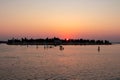 Venice - Scenic sunset view on San Michele island at Venetian lagoon in Venice, Veneto Royalty Free Stock Photo