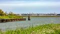 Venice seen from the San Giuliano park in Mestre, a large park overlooking the Venetian lagoon with a beautiful Venice