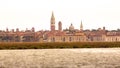 Venice seen from the San Giuliano park in Mestre, a large park overlooking the Venetian lagoon with a beautiful Venice