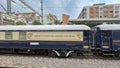 Venice Simplon Orient Express train captured on train tracks Royalty Free Stock Photo