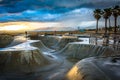 The Venice Skate Park at sunset