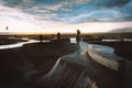 The Venice Skate Park at sunset, in Venice Beach Royalty Free Stock Photo