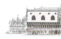 Venice sketch collection, San Marco and Doge's palase, detailed illustration