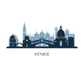 Venice skyline, monochrome silhouette.