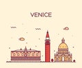 Venice skyline trendy vector illustration linear