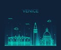 Venice skyline trendy vector illustration linear