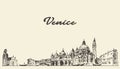 Venice skyline vector illustration drawn sketch