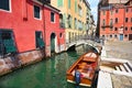 Venice small bridge \'Ponte Giustinian\' and buildings Royalty Free Stock Photo