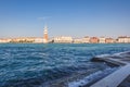 The Venice with St. Mark\'s Campanile, view of San Marco basin Royalty Free Stock Photo