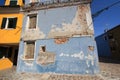 Blue, wall, town, house, architecture, neighbourhood, sky, facade, window, building, mural, street