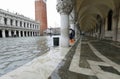 Venice submerged by high tide during the flood and the sea water Royalty Free Stock Photo