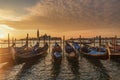 Venice sunrise and Venice gondolas on San Marco square at sunrise, Grand Canal, Venice, Italy Royalty Free Stock Photo