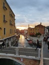 Venice sunset dark buildings canal water