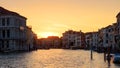 Venice at sunset, Italy. Panorama of the famous Grand Canal at night Royalty Free Stock Photo