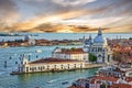 Venice sunset panoramic cityscape, Santa Maria della Salute church, Italy