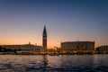 Venice after sunset. View of the Old Town from Giudecca. Venice, Italy Royalty Free Stock Photo