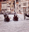 Venice, two gondolas on Grand Canal Royalty Free Stock Photo