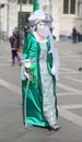 Venice, VE, Italy - February 5, 2018: Masked Woman in Venice