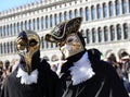 Venice, VE, Italy - February 13, 2024: people with ancient Venetian costumes during the carnival