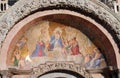 Venice, VE, Italy - February 13, 2024: religious mosaic in the Basilica with jesus