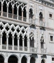 Venice, VE, Italy - July 10, 2019:  Detail of Facade of Palace c Royalty Free Stock Photo