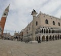 Venice, VE, Italy - May 18, 2020: Saint Mark Square and Ducal Palace during lockdown Royalty Free Stock Photo