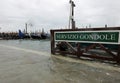 Venice, VE, Italy - November 12, 2019: Moored Gondola boat and