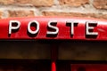 Close-Up of \'Poste\' Sign on Italian Mailbox in Venice