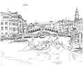 Venice - View of the Rialto Bridge Royalty Free Stock Photo