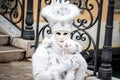 Venice white carnaval mask with toy