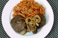 Venison steak and rice