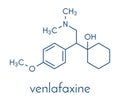 Venlafaxine antidepressant drug SNRI class molecule. Skeletal formula.