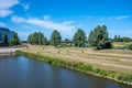 Venlo, Limburg, The Netherlands - Green banks of the river Maas at the suburbs