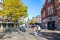 Venlo, Limburg, Netherlands - October 13, 2018: Shopping street in the historical center of the Dutch city. People walking on the