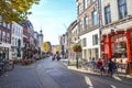 Venlo, Limburg, Netherlands - October 13, 2018: Street with cafes, restaurants, and bars in the historical center of the Dutch