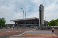 Venlo, Limburg, The Netherlands - Railway station with pedestrian crossing and clock tower