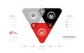 Venn diagram infographic triangle arrow chart template for business presentation with venn elements vector illustration